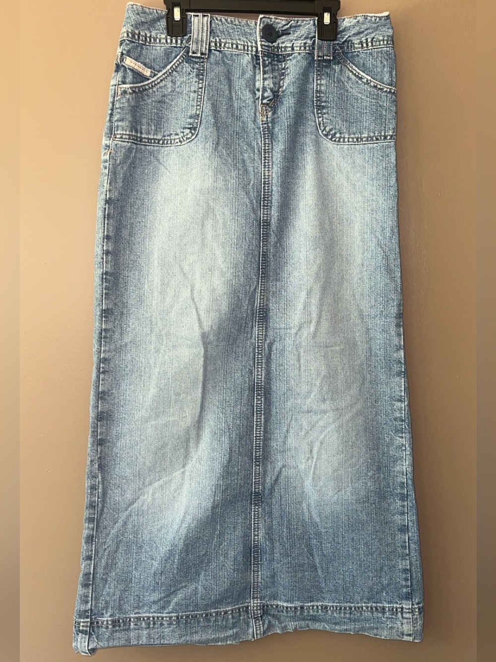 Light Wash Denim Maxi Skirt